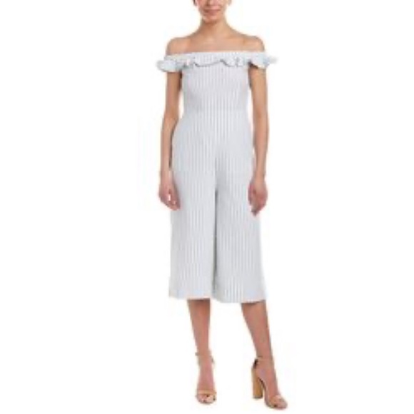 NEW English Factory Ruffle Off-Shoulder Jumpsuit - Picture 2 of 5